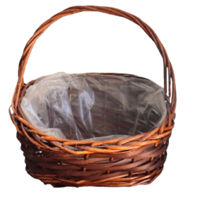 Cesta mimbre, cesta de mimbre marrón con forro de plástico 33 x 24 x 10-18.5cm